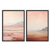 Conjunto de cuadros abstractos, Two Combo -  Paisaje Watercolor Atardecer, kudeko.com