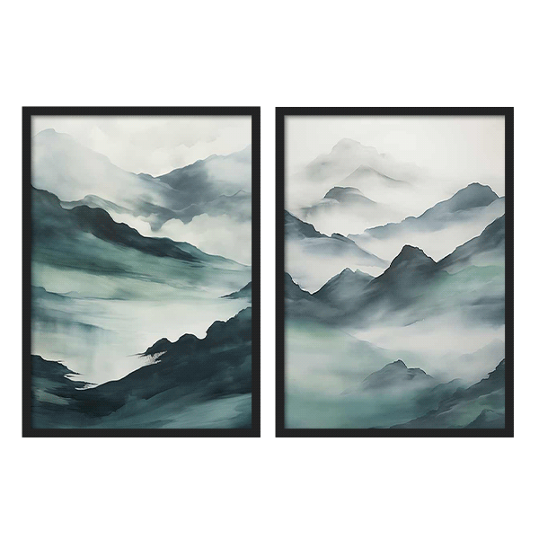 Two Combo - Montañas Green Watercolor