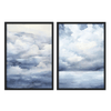 Conjunto de cuadros abstractos de cielo y nubes en azules