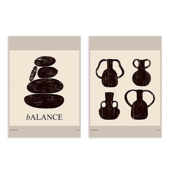 Conjunto de dos cuadros, ilustraciones de jarrones ideal para cocina