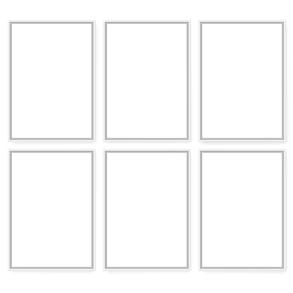 conjunto de seis cuadros lienzo blanco