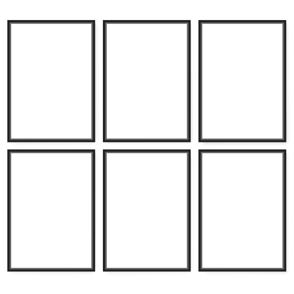 conjunto de seis cuadros lienzo negro