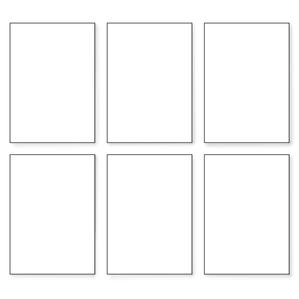 conjunto de seis cuadros marco negro y blanco minimalista