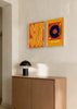 Conjunto de dos cuadros decorativos de estilo blanco_y_negro y colorido, dúo pop art de vinilo y formas abstractas, modelo Two combo - Vinyl pop art