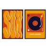 Conjunto de dos cuadros decorativos con marco de estilo blanco_y_negro y colorido, dúo pop art de vinilo y formas abstractas, modelo Two combo - Vinyl pop art