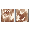 Conjunto de dos cuadros decorativos con marco de estilo minimalista y orgánico, dúo abstracto orgánico en tonos tierra, modelo Two Combo - Manto Salvaje