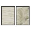 Conjunto de dos cuadros decorativos con marco de estilo minimalista y orgánico, díptico abstracto en tonos arena y salvia, modelo Two Combo - Seda de Arena
