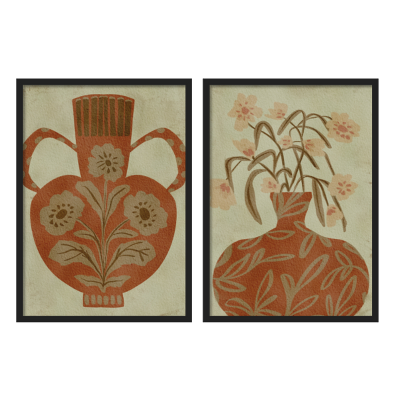 Two Combo - Rustic Floral Vase