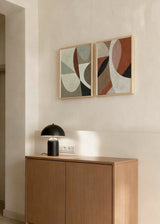 Conjunto de dos cuadros decorativos de estilo minimalista y orgánico, composición abstracta orgánica en tonos tierra, modelo Two Combo - Comfy
