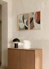 Conjunto de dos cuadros decorativos de estilo minimalista y orgánico, composición abstracta orgánica en tonos tierra, modelo Two Combo - Comfy