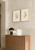 Conjunto de dos cuadros decorativos de estilo minimalista y orgánico, dúo botánico abstracto en acuarela, modelo Two Combo - Hojas Suspendidas
