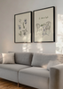 Conjunto de dos cuadros decorativos de estilo minimalista y orgánico, dúo minimalista de flores y escena cotidiana, modelo Two Combo - La vida es simple