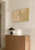 Conjunto de dos cuadros decorativos de estilo minimalista y orgánico, díptico abstracto de pradera en tonos arena, modelo Two Combo - Pradera Salvaje