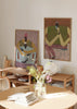 Conjunto de dos cuadros decorativos de estilo minimalista y orgánico, dúo de retratos abstractos con figuras contemplativas, modelo Two Combo - Take a Moment
