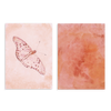 Conjunto de dos cuadros decorativos sin marco de estilo abstracto y minimalista, dúo en terracota con mariposa y abstracción suave, modelo Two Combo - Bruma Terracota