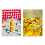 Conjunto de dos cuadros decorativos sin marco de estilo colorido y abstracto, bodegón veraniego vibrante y desenfadado, modelo Two Combo - Messy Summer Indulgence