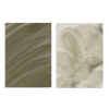 Conjunto de dos cuadros decorativos sin marco de estilo minimalista y orgánico, díptico abstracto en tonos salvia y tierra, modelo Two Combo - Bruma de Salvia