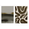 Conjunto de dos cuadros decorativos sin marco de estilo minimalista y orgánico, dúo abstracto en tonos cacao y negro, modelo Two Combo - Horizonte de Sombra