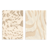 Conjunto de dos cuadros decorativos sin marco de estilo minimalista y orgánico, dúo abstracto de huellas orgánicas en tonos arena, modelo Two Combo - Huellas Orgánicas