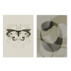 Conjunto de dos cuadros decorativos sin marco de estilo minimalista y sereno, dúo abstracto en tonos neutros con mariposa etérea, modelo Two Combo - Velo de Mariposa
