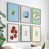Conjunto de seis cuadros decorativos de estilo minimalista y nórdico, combo mediterráneo de verano con comida y gato, modelo Six combo - La vida en verano