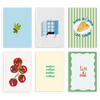 Conjunto de seis cuadros decorativos sin marco de estilo minimalista y nórdico, combo mediterráneo de verano con comida y gato, modelo Six combo - La vida en verano