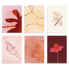 Conjunto de seis cuadros decorativos sin marco de estilo orgánico y abstracto, composición orgánica floral en tonos suaves, modelo Six Combo - Silencios Orgánicos