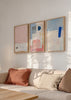 Conjunto de tres cuadros decorativos de estilo abstracto y minimalista, composición abstracta en tonos pastel, modelo Three Combo - Pastel Harmony