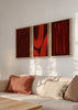 Conjunto de tres cuadros decorativos de estilo abstracto y minimalista, tríptico abstracto en tonos terracota, modelo Three Combo - Velvet Terracota