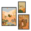 Conjunto de tres cuadros decorativos con marco de estilo mar_y_playa y orgánico, escenas tropicales y femeninas de verano, modelo Mural I - Farmer Guava
