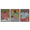 Conjunto de tres cuadros decorativos con marco de estilo minimalista y orgánico, trío de retratos femeninos abstractos y serenos, modelo Three Combo - No place to be