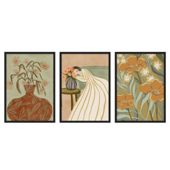 Three Combo - Woman Admiring Flowers