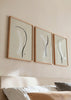 Conjunto de tres cuadros decorativos de estilo minimalista y abstracto, composición abstracta de líneas orgánicas, modelo Three Combo - Composition of Lines