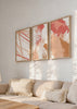 Conjunto de tres cuadros decorativos de estilo minimalista y abstracto, tríptico abstracto en tonos coral y tierra, modelo Three Combo - Expressions