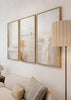 Conjunto de tres cuadros decorativos de estilo minimalista y abstracto, tríptico abstracto de paseo en la costa, modelo Three Combo - Ilusión Paseo en la Costa