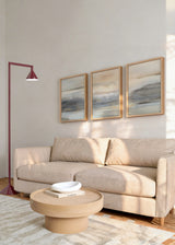 Conjunto de tres cuadros decorativos de estilo minimalista y abstracto, paisaje abstracto en tonos suaves, modelo Three Combo -  Land
