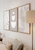 Conjunto de tres cuadros decorativos de estilo minimalista y abstracto, composición abstracta suave en tonos beige, modelo Three Combo -  Soft Collection