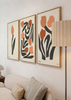 Conjunto de tres cuadros decorativos de estilo minimalista y orgánico, trío de tulipanes modernos abstractos, modelo Three Combo - Modern Flower