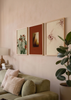 Conjunto de tres cuadros decorativos de estilo minimalista y orgánico, trío mediterráneo de cactus, bodegón y azulejos, modelo Three Combo - Raíces