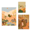 Conjunto de tres cuadros decorativos sin marco de estilo mar_y_playa y orgánico, escenas tropicales y femeninas de verano, modelo Mural I - Farmer Guava