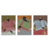 Conjunto de tres cuadros decorativos sin marco de estilo minimalista y colorido, trío de retratos abstractos y serenos, modelo Three Combo - No place to be