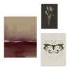 Conjunto de tres cuadros decorativos sin marco de estilo minimalista y orgánico, composición botánica y abstracta en acuarela, modelo Mural I - Biophilic Love