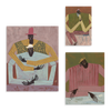 Conjunto de tres cuadros decorativos sin marco de estilo orgánico y abstracto, figuras abrazadas en composición artística contemporánea, modelo Mural I - The Hug