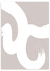 Cuadro con formas curvas blancas de gran tamaño sobre fondo beige topo suave, composición limpia y estética abstracto contemporánea. Disponible en kudeko.com