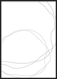Tableau avec fines lignes organiques grises sur fond blanc, contours fluides superposés et style abstrait minimaliste contemporain. Disponible sur kudeko.com