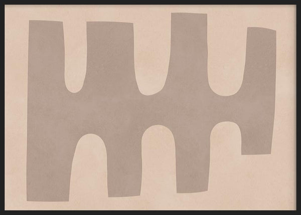 Cuadro horizontal geométrico beige grisáceo sobre fondo crema, kudeko.com
