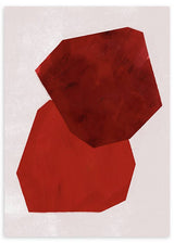 Cuadro abstracto terracota con formas geométricas irregulares sobre fondo claro, kudeko.com
