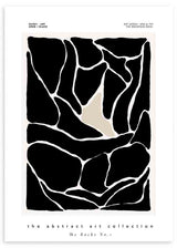 Cuadro minimalista con ilustración de rocas abstractas en negro. Una obra abstracta y moderna