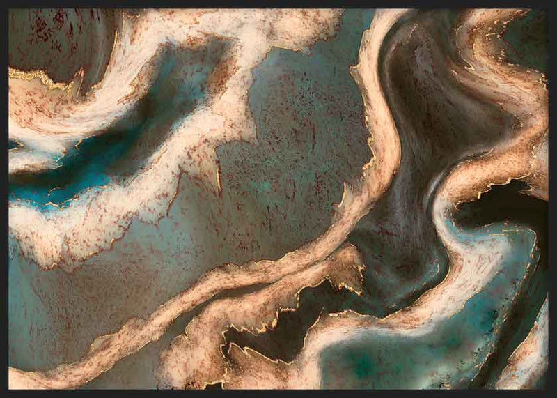 Alcohol Ink Green Blue Gold Beige