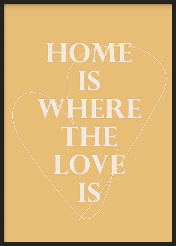 Cuadro con frases Home is where the love is fondo beige - kudeko.com